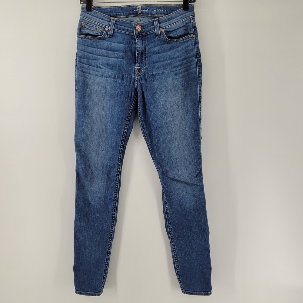 7 For All Mankind Gwenevere Jeans‎ Womens 27 Blue Skinny Low Rise Stretch Denim